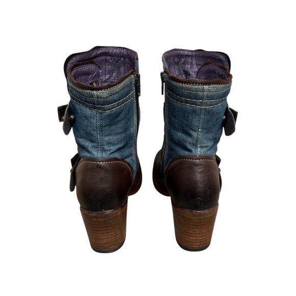 Taos Tombat Leather and Denim Womens Boots. Size 38 or US 7-7.5 - Picture 5 of 9